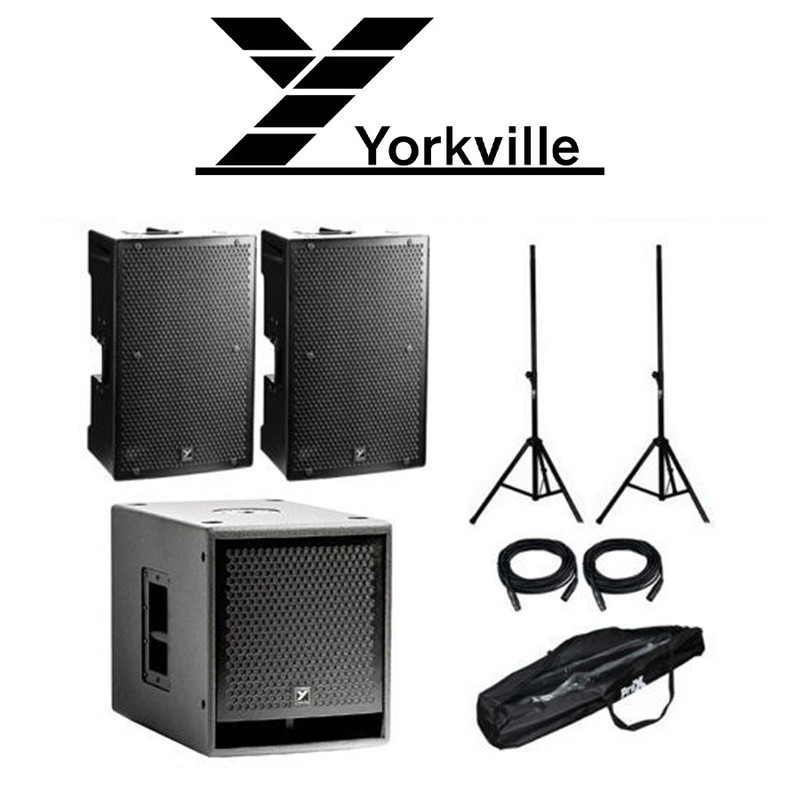 Yorkville PS12P (2) + 1 PS15S Powered 12" 1400W Loudspeaker 15" Active Subwoofer