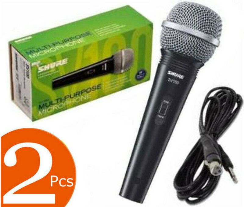 2pcs SHURE SV100-W Dynamic Cardioid Multi-Purpose MICROPHONE w/ Cable
