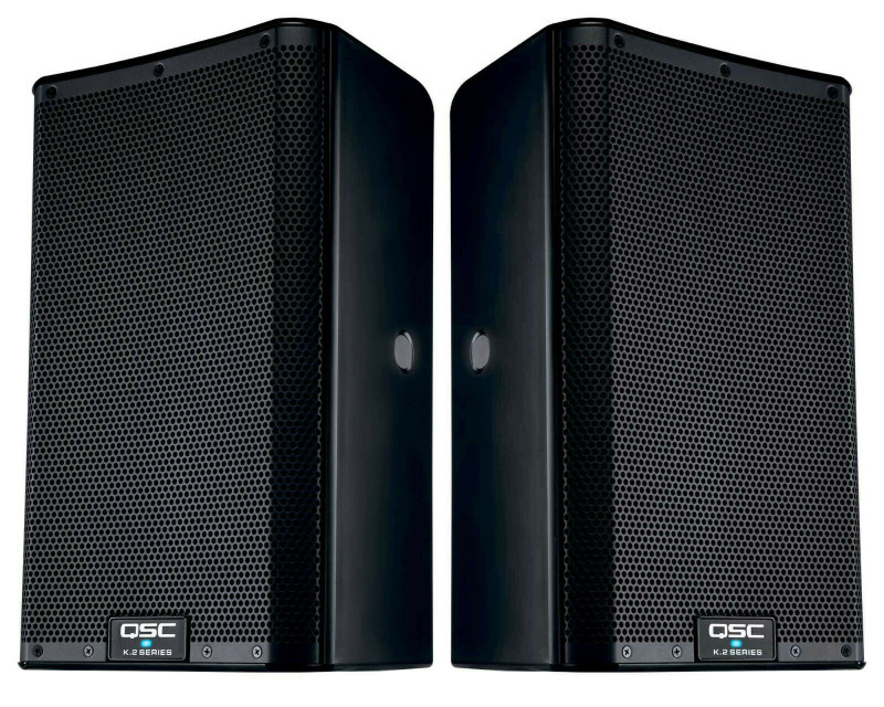2x QSC K8.2 Active 2000W Class-D Amplified 2-Way PA Active DJ Portable Speaker
