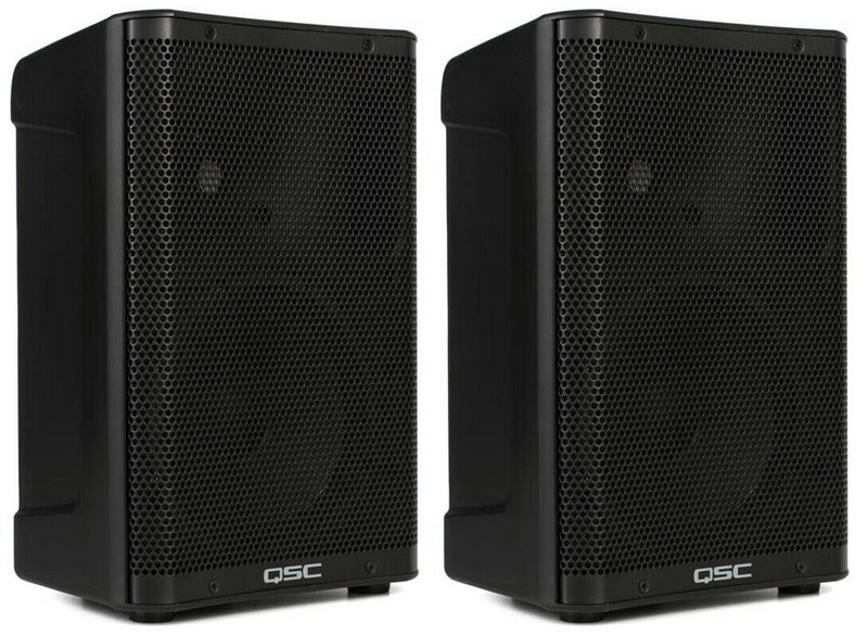 2x QSC CP8 Active 8" 1000W Class-D Amplified 2-Way Compact Powered Loud-speaker