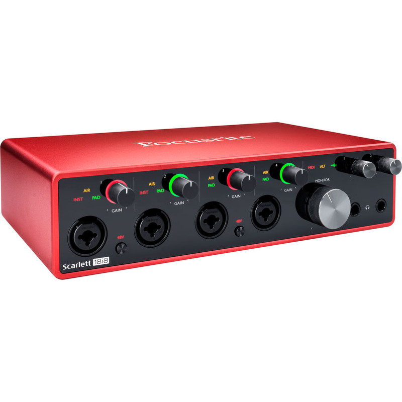 Focusrite Scarlett 18i8 3rd Gen 18x8 USB Audio Interface 8 Line Inputs, 4 Analog