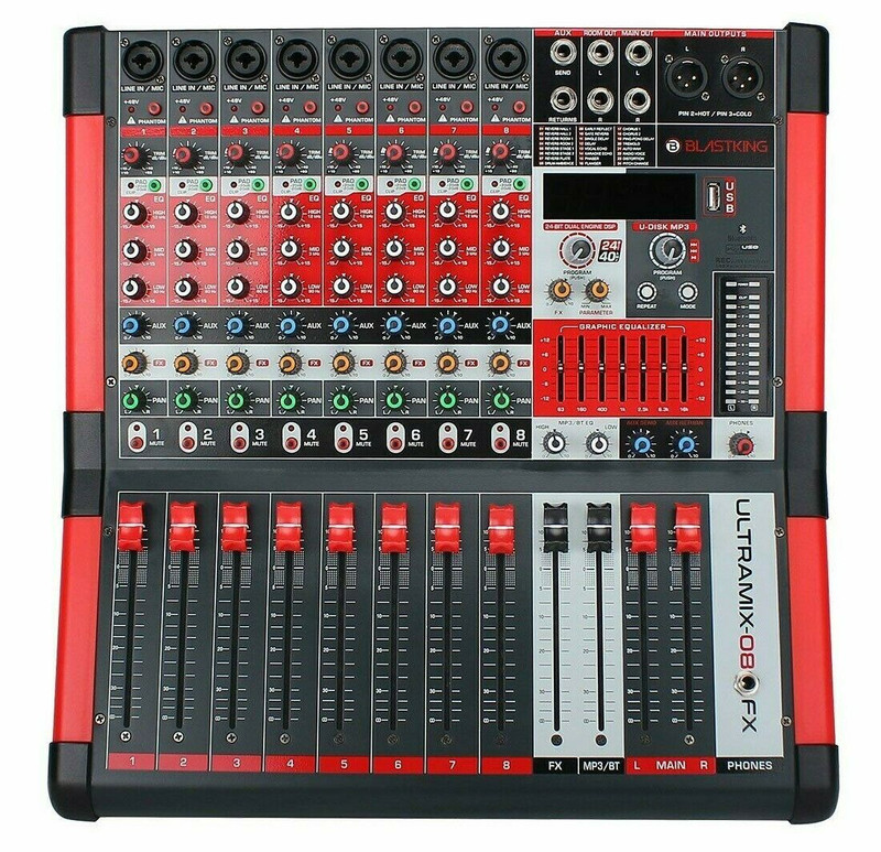 Blastking ULTRAMIX-8FX 8 Channel Analog Stereo Mixing Console Built in Bluetooth