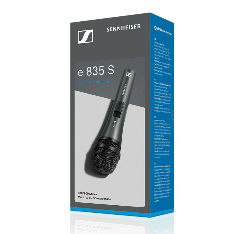 Sennheiser e 835-S Dynamic Vocal Cardioid Microphone with On/Off Switch