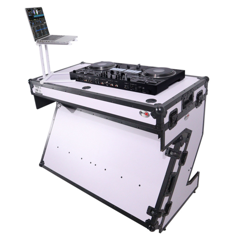 ProX XS-ZTABLE WH DJ Z-Table Workstation Flight Case W-Handles & Wheels White