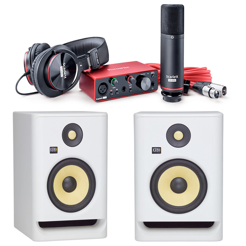 2x KRK RP5G4WN-NA 5" Powered Near-Field Studio Monitor with Focusrite Scarlett Solo Studio