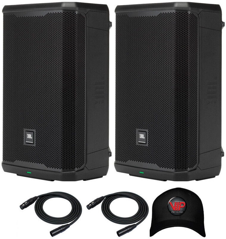 2x JBL PRX912 Powered 2-Way 12" Portable PA Loudspeaker 2000W + 2x Cables + Hat