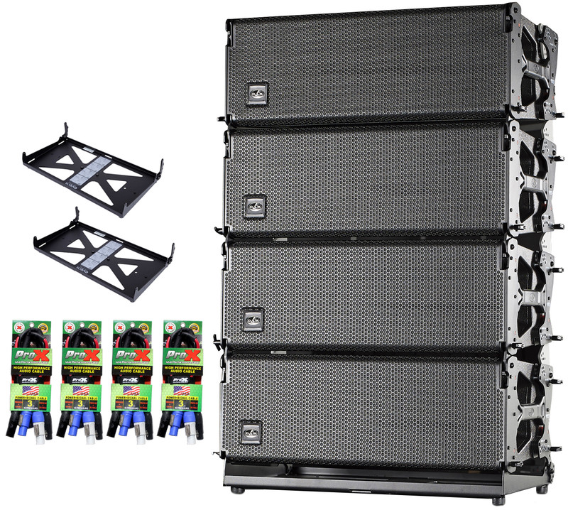 4x D.A.S Event-210A Dual 10" Powered Line Array Speakers + 2x AXS-Event 210 + 4x XC-PWC14-XLR03 Cables