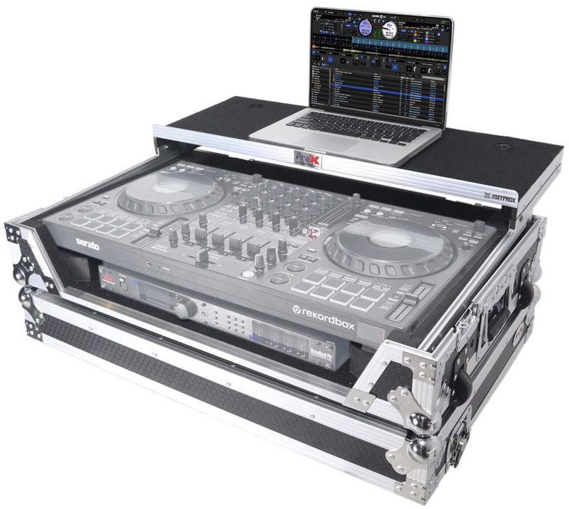 ProX XS-DDJFLX10WLT Pioneer DDJ-FLX10, DDJ-GRV6 Case w/ Laptop Shelf, 1U Rack Space, Wheels