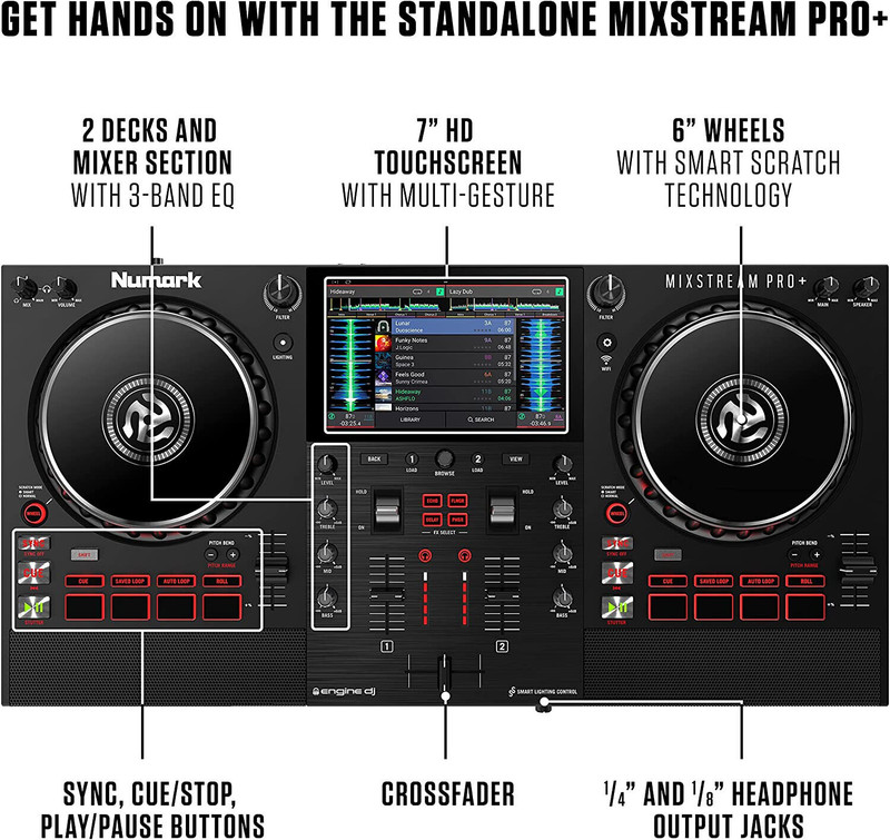 Numark Mixstream Pro + Standalone DJ Controller Amazon Music, Serato &  Virtual DJ