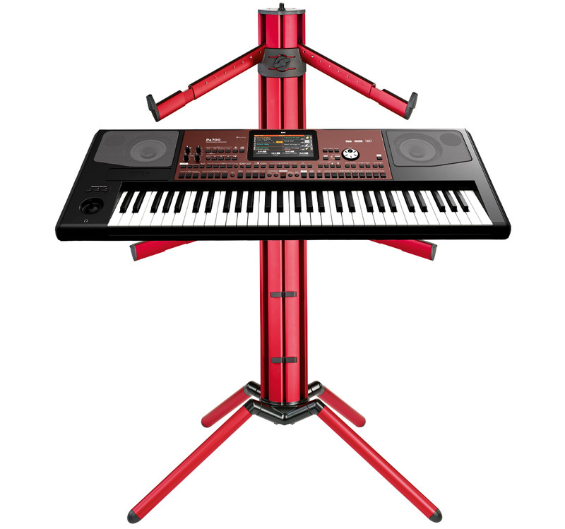 Korg PA700 61-key Arranger Workstation + Konig & Meyer 18860 Red Keyboard Stand