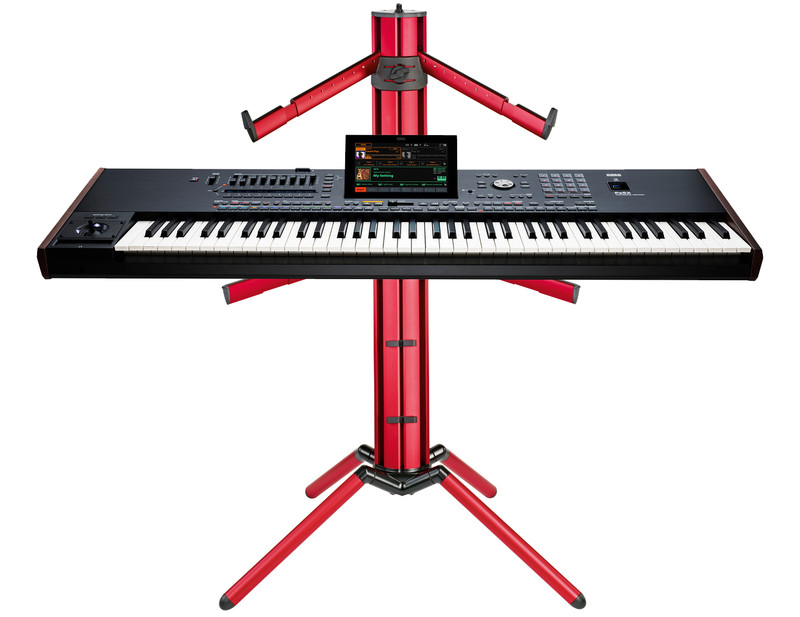 Korg PA5X76 76-Key Professional Keyboard / Arranger + Konig & Meyer 18860 Red Stand