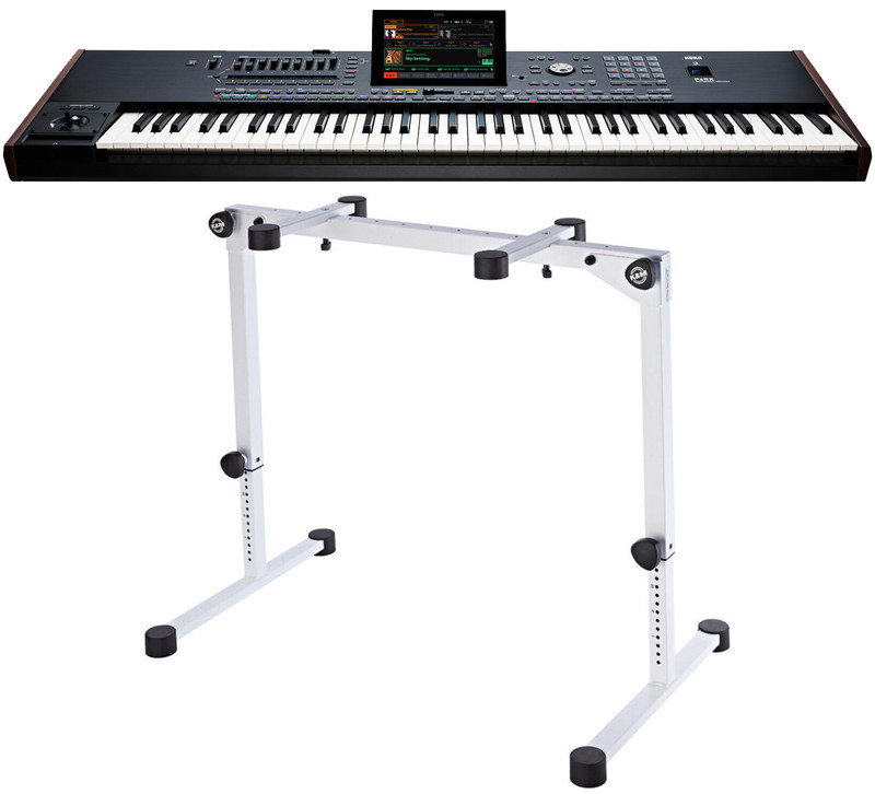 Korg PA5X76 76-Key Professional Keyboard / Arranger + K&M 18820 WHITE Keyboard Stand