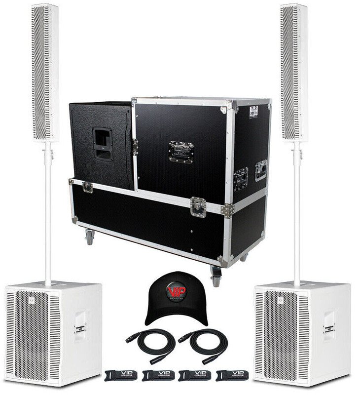 2x RCF EVOX 12 White Active Portable 2-Way DJ Column Array + X-EVO1250X2W Case