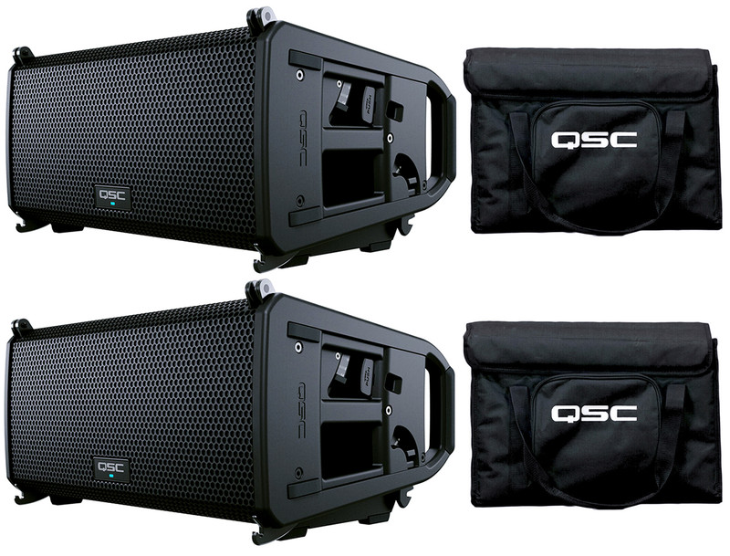 2x QSC LA108 8" 2-Way Powered Line Array 1300W DJ Loud Speaker + 2x LA108-Tote