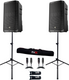 2x Electro-Voice ELX200-12P Active 12" 1200 Watts Class-D Amplified EV Powered Speakers + Accessories