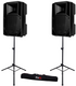 2x RCF ART 735-A MK5 15" Two-Way Powered Speaker 1400 Watts with DSP + ProX T-SS18P Speaker Stands with Bag