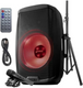 Gemini AS-2115BT-LT-PK speaker system with mic, stand, and remote