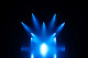 Blue light beams in a crown pattern