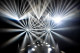 White light beams in a fan pattern