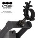 Stage light with L-track rigging clamp.