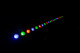 Row of multicolored stage lights.