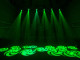 Green stage lights with swirl gobo patterns.