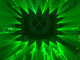 Green spotlights forming a grid on stage