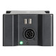 Side view of power box with USB ports.