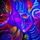 Vibrant neon psychedelic portrait art.