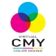 Virtual CMY color mixing graphic.