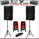 2x Yorkville EF12P Elite Series 2400W Powered Speakers + Stands +  XLR Cables