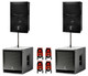2x Yorkville EF12P 12" 2400W Active Speakers + 2x PS15S 15" Active Subwoofers + Poles + XLR's