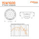 PRV 15W1600 dimension and frequency chart
