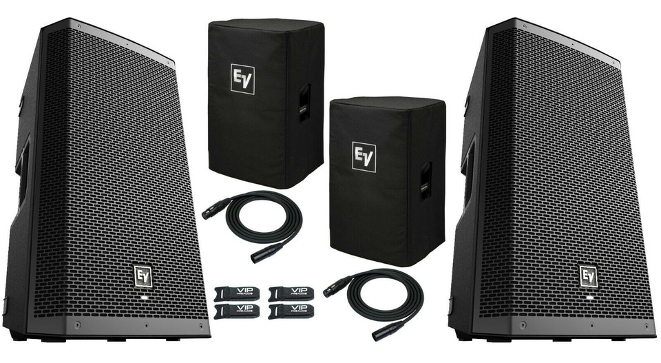 EV ZLX15BT Active DJ 1000W PA Bluetooth Speaker + (2) ZLX15CVR + 2x