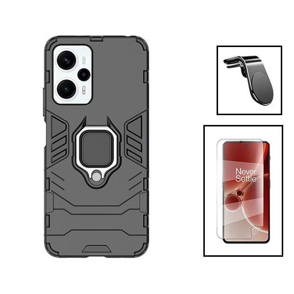 Kit protector hidrogel full cover + funda Military Defender con soporte magnético para Xiaomi Poco F5 - Negro