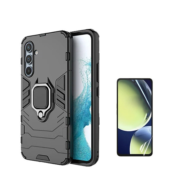 Kit Película Hydrogel Full Cover Frente + Capa 3X1 Military Defender para Samsung Galaxy S23 FE - Preto