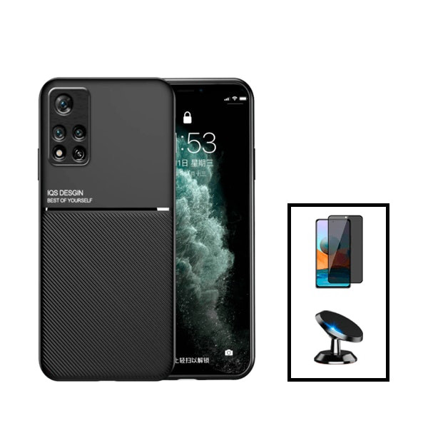 Magnetic Lux case with Anti-Spy Full Cover film and magnetic car mount for Poco X4 Pro 5G