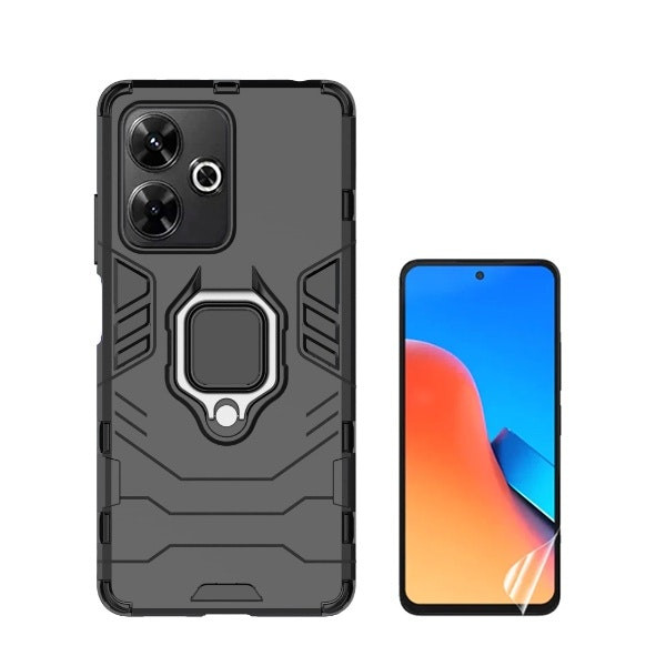 Kit Protector Hydrogel Full Cover y Funda Military Defender para Redmi 13 - Negro