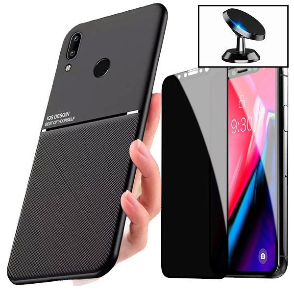 Magnetic luxury case with privacy screen and magnetic mount for Huawei P Smart 2019