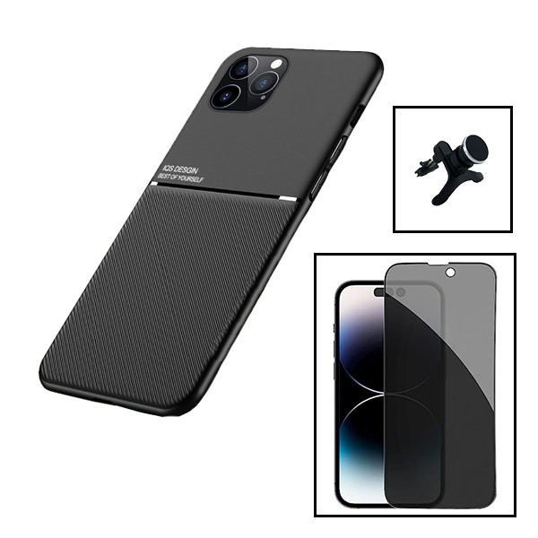 Magnetic case with privacy screen and car mount for iPhone 15 Plus