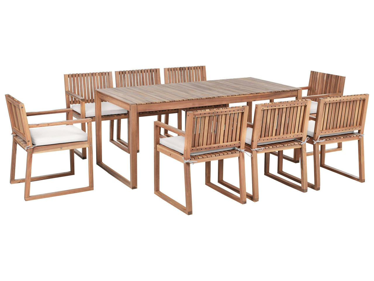 Conjunto de refeições de jardim 8 lugares SASSARI PREMIUM  com almofadas Madeira de Acácia certificada Taupe