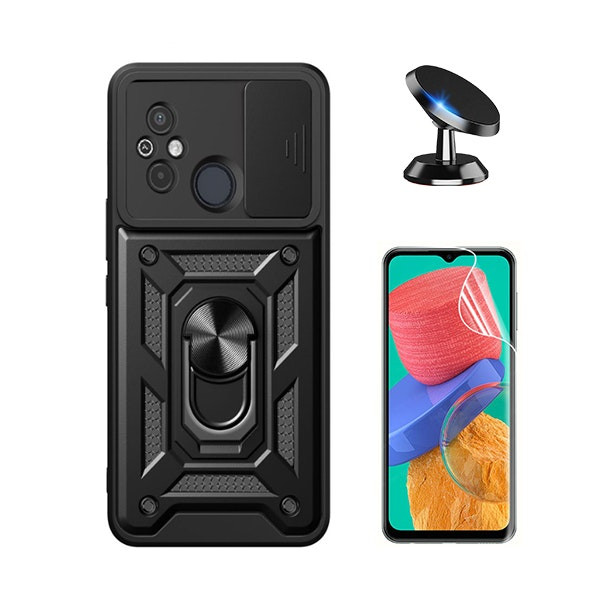 Funda Magnetic Military Defender con Hydrogel Full Cover para Redmi 12C - Negro