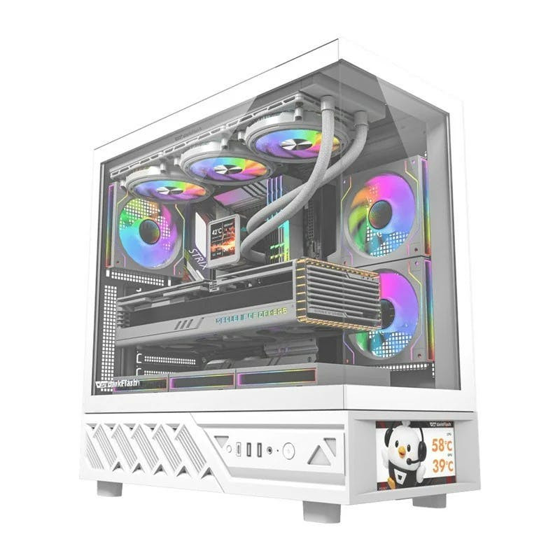 DarkFlash DS950 PC case with 6" IPS display and 6 fans