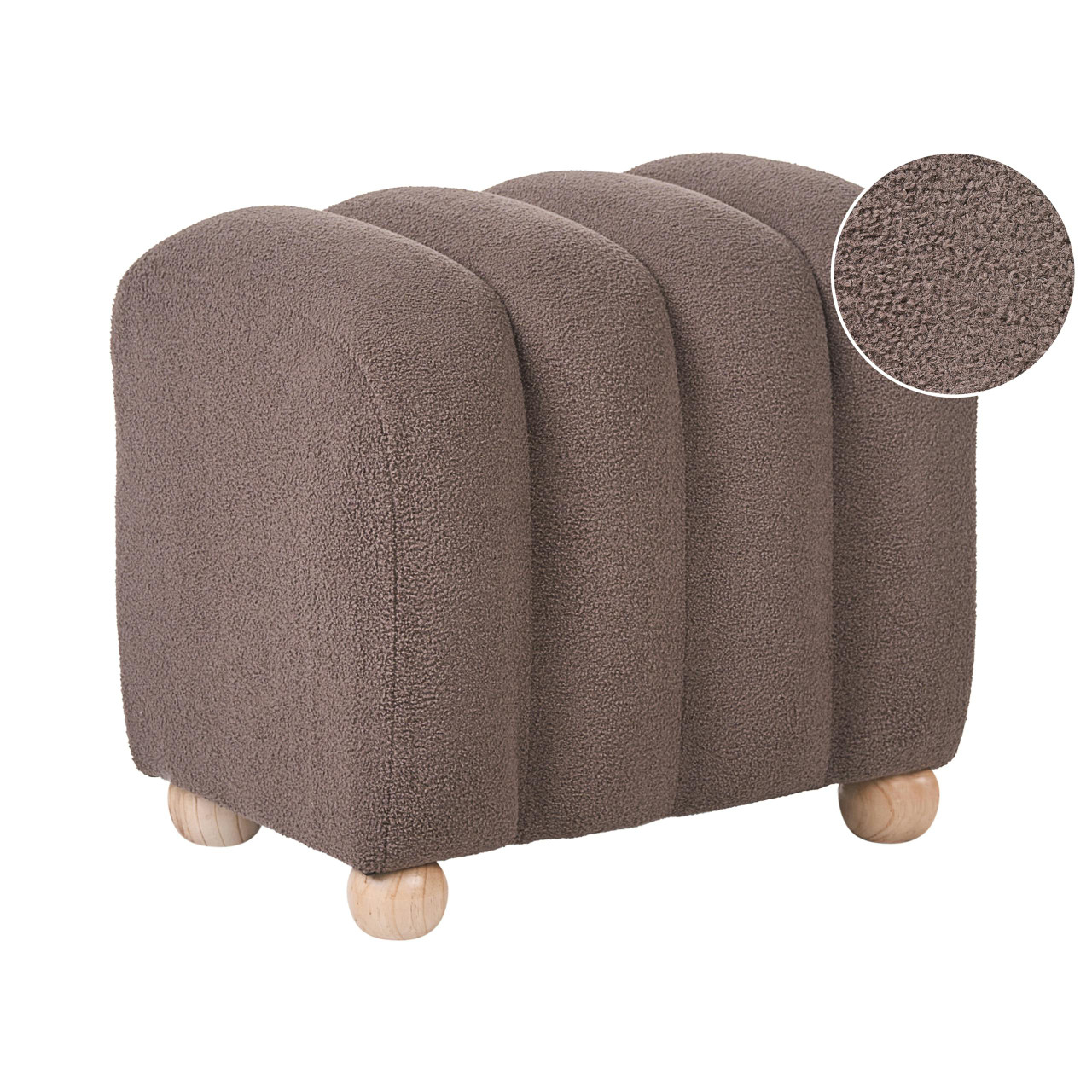 Pufe BELIANI Idyllwild de Bouclé Castanho 49x38x46