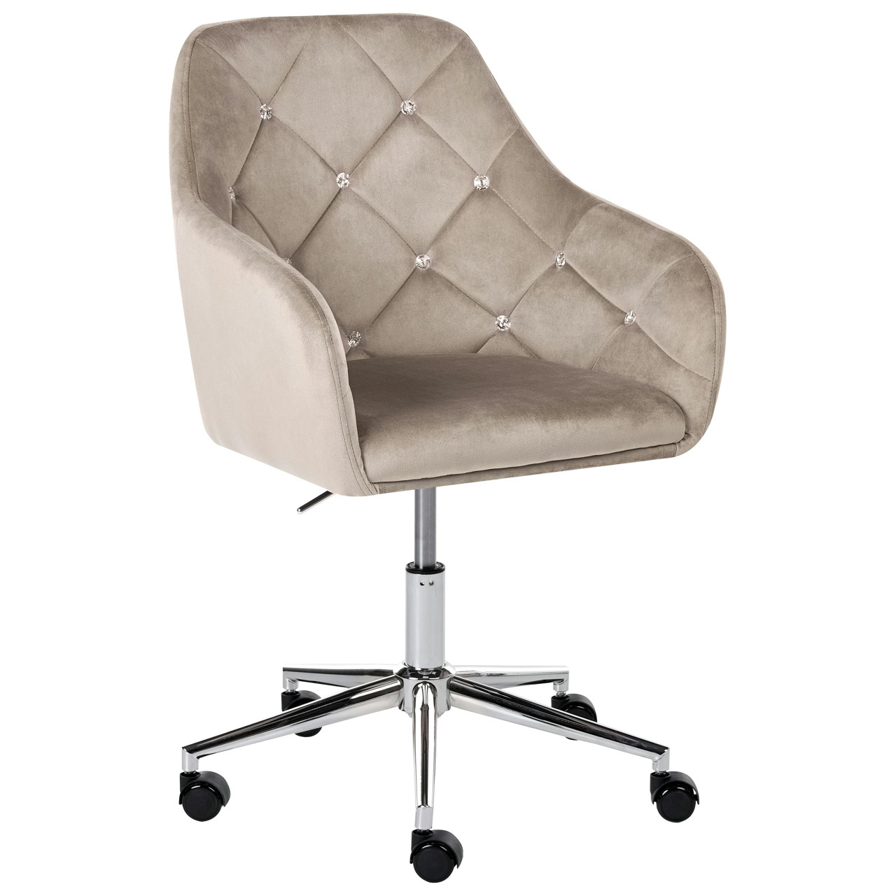 Silla de oficina Veloria terciopelo crema con reposabrazos