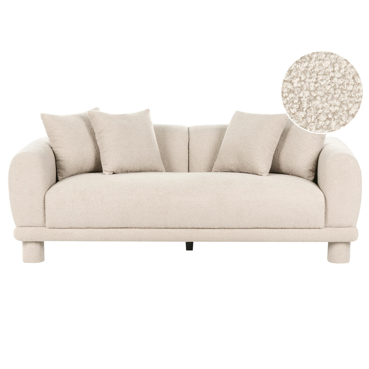Pori 3-seater sofa in cream bouclé