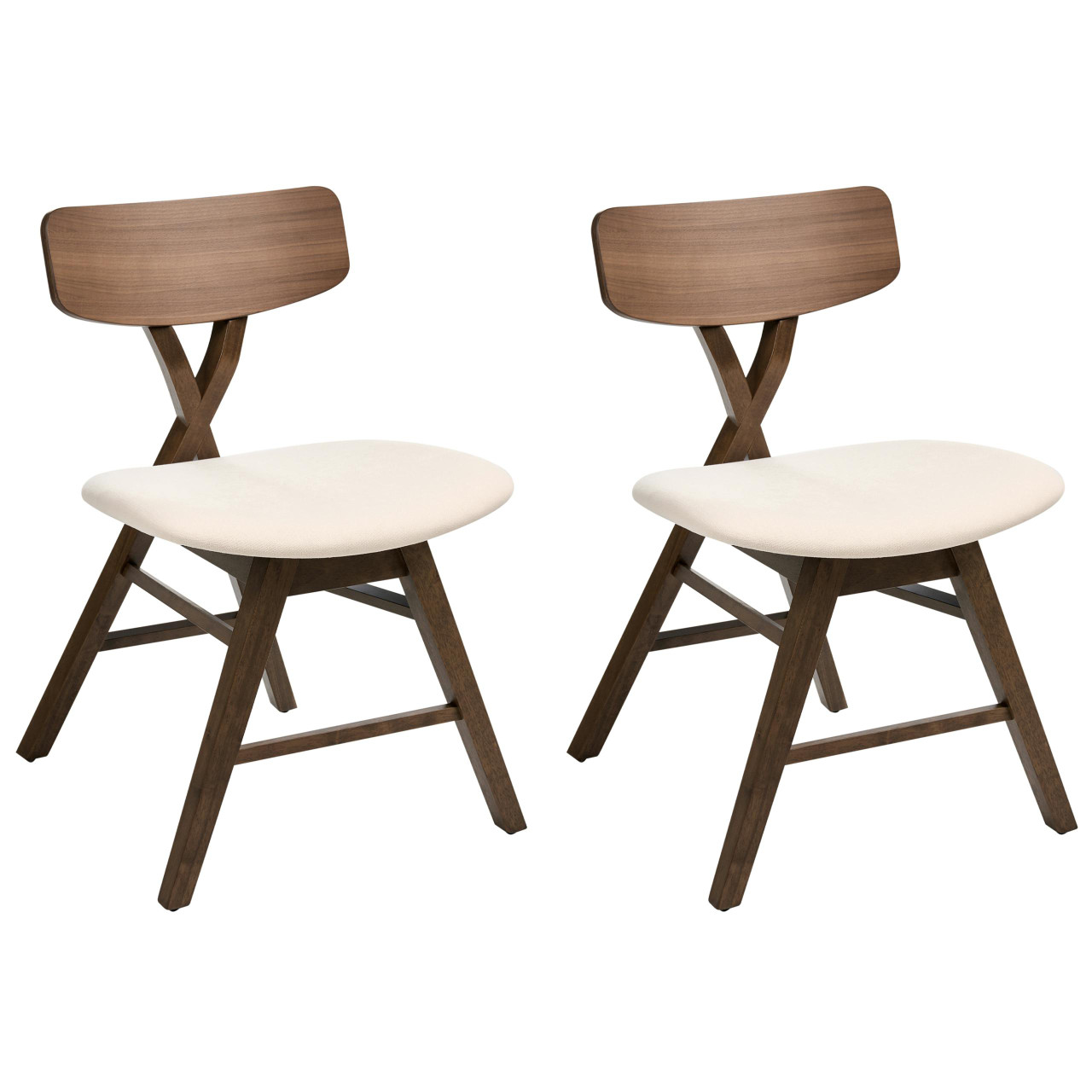 Sillas de comedor Leland en madera de caucho con asiento acolchado (conj. 2)