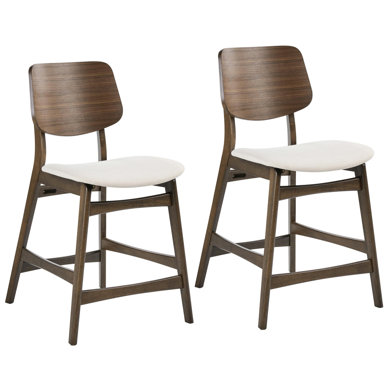 Conjunto de 2 taburetes de bar Mayer madera de seringueira marrón