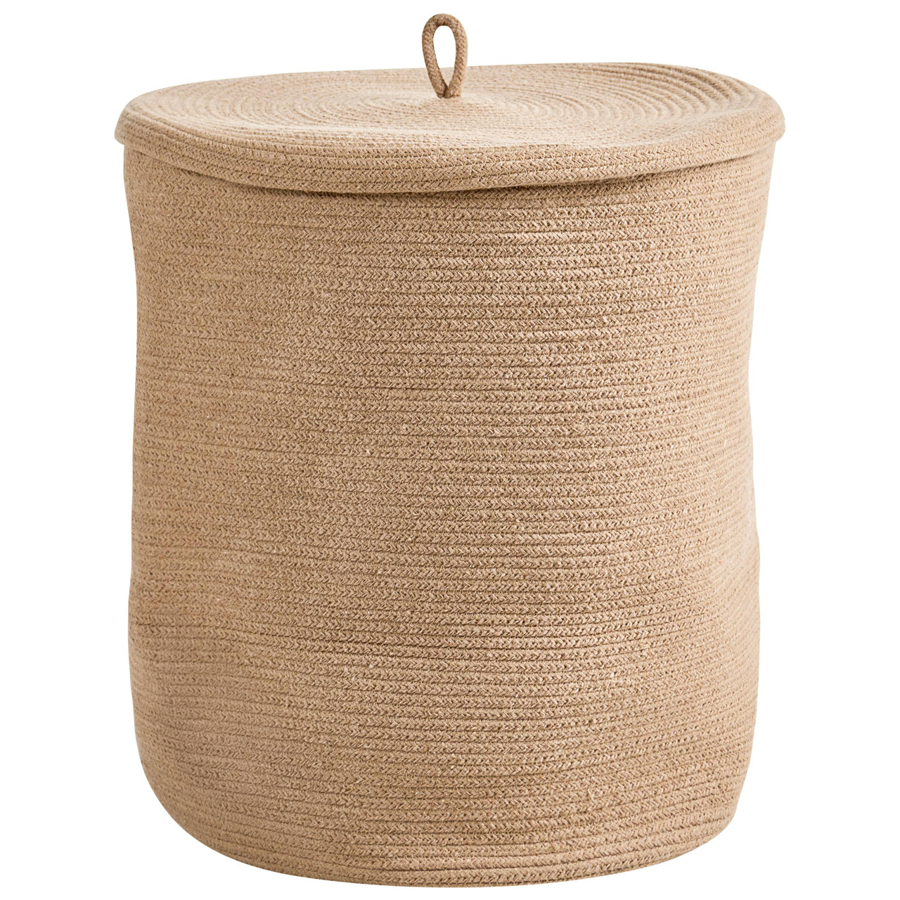 Boho cotton basket with lid cream