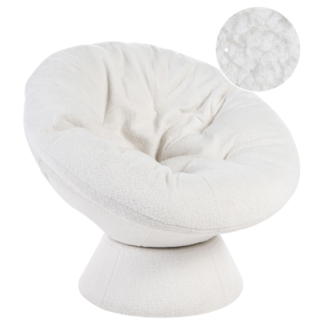 Sillón giratorio Ringsted en bouclé blanco